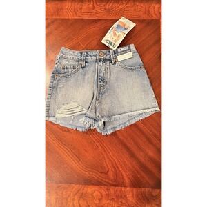 Rewash The Wedge High Rise Denim Shorts Womens Size 0 24 Distressed Cutoff NWT